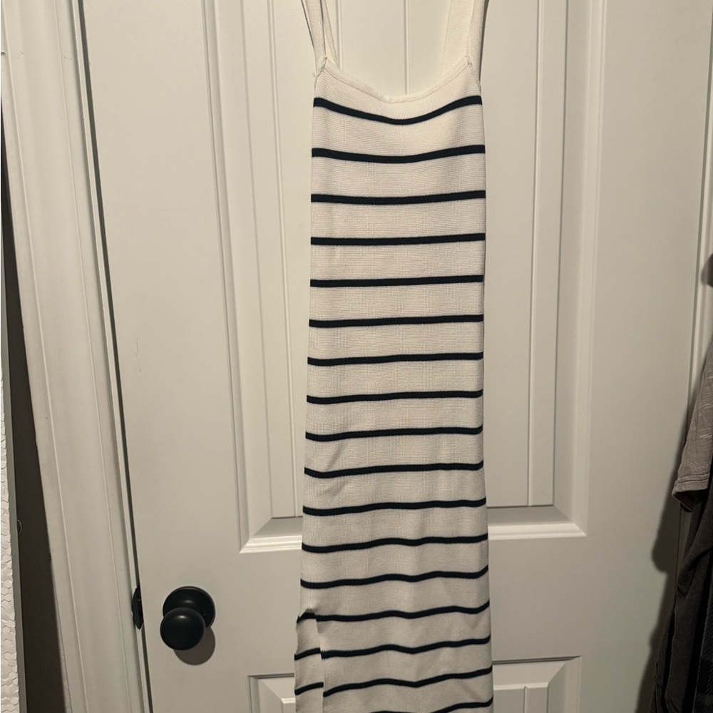 Striped Sleeveless Dress - Black and White